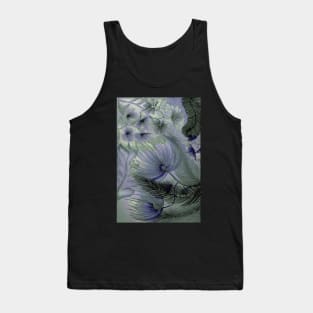 BLUE LAVENDER LARGE FLORAL TRIFFIDS PALMS FERNS TROPICAL FLOWERS Tank Top